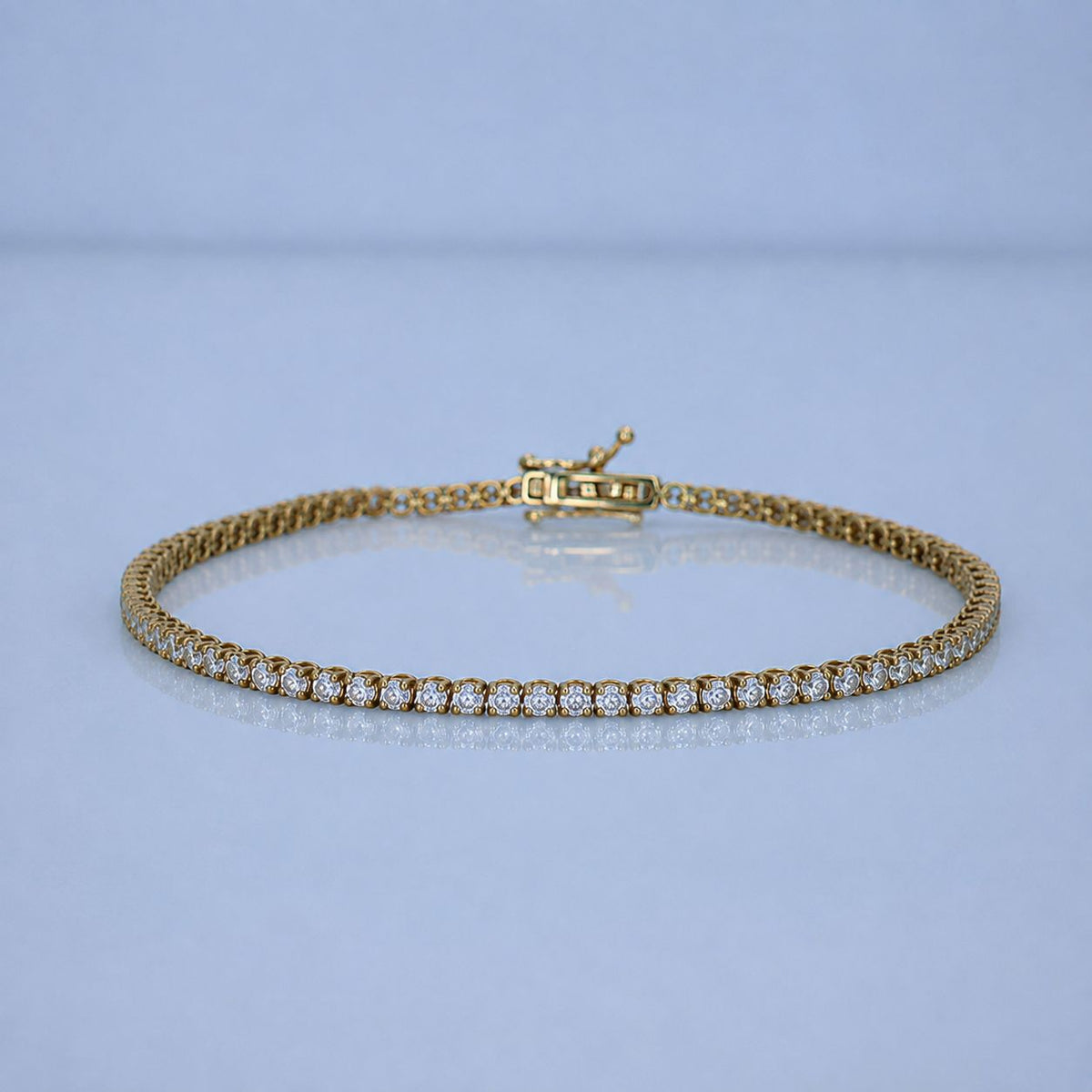 3.55ct Yellow Gold Diamond Tennis Bracelet