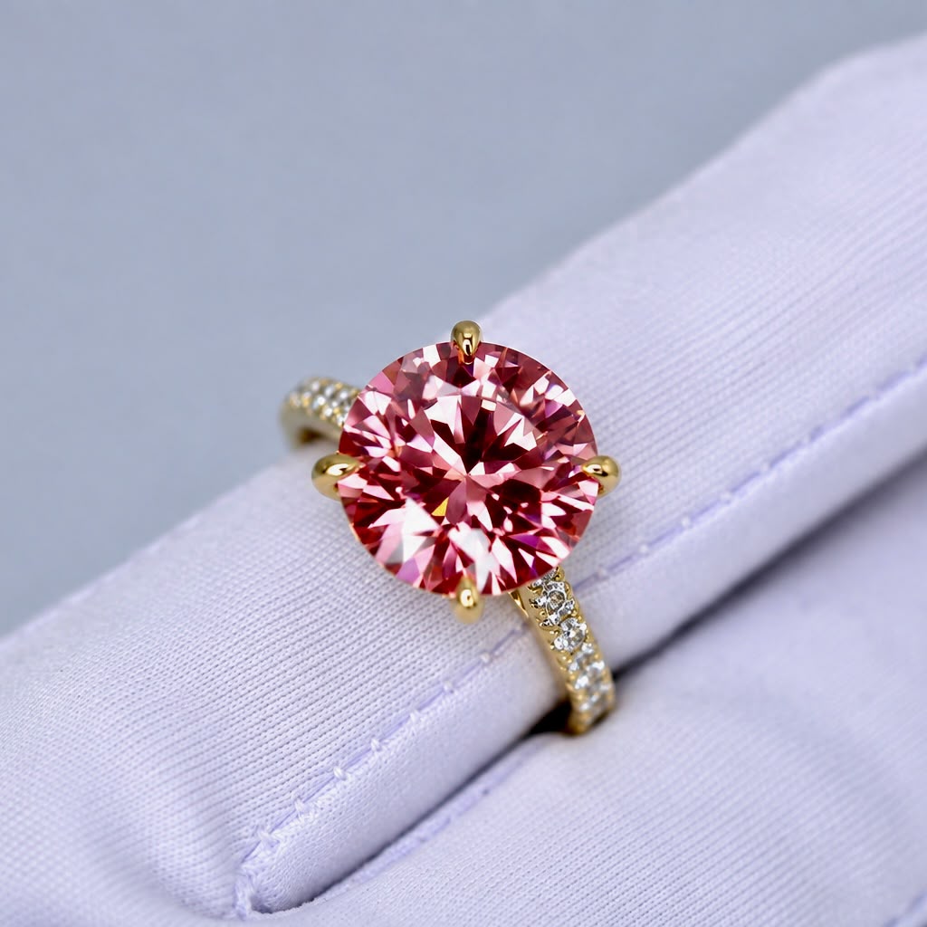 6.00ct Fancy deep pink diamond ring