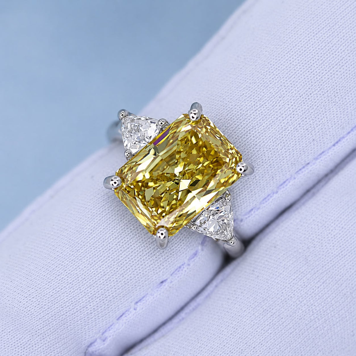 6.45ct Fancy vivid yellow diamond ring