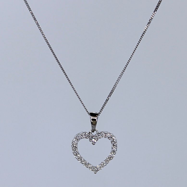 White diamond heart pendant