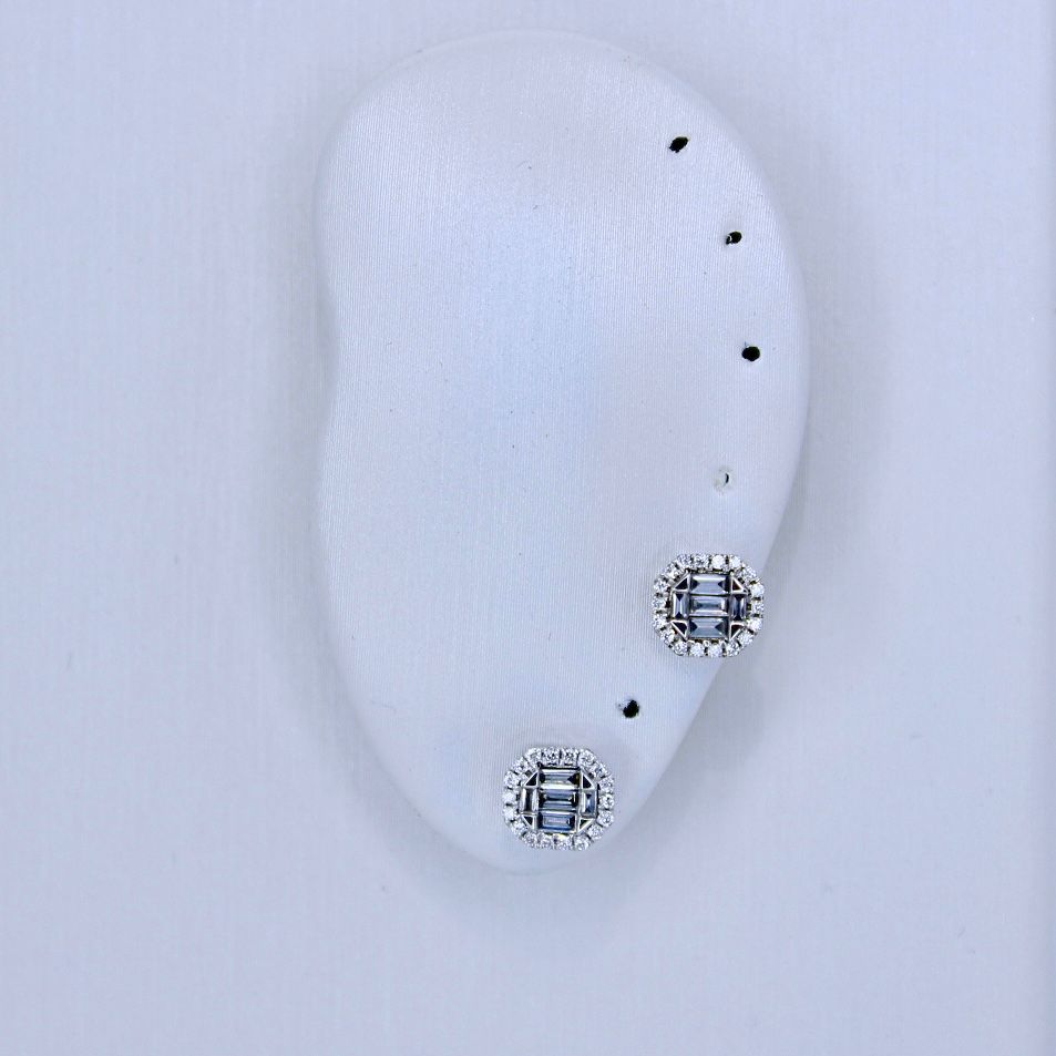 Baguette & round diamond earrings