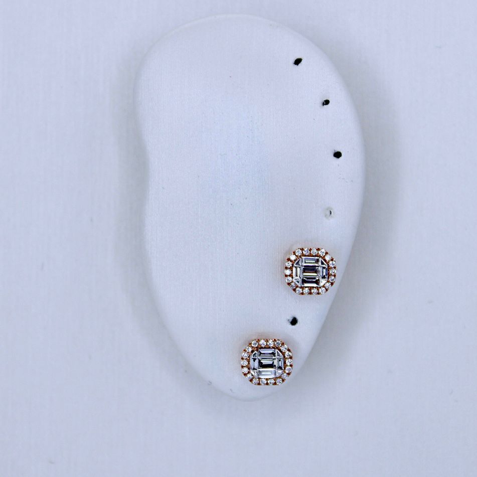 Baguette & round diamond earrings