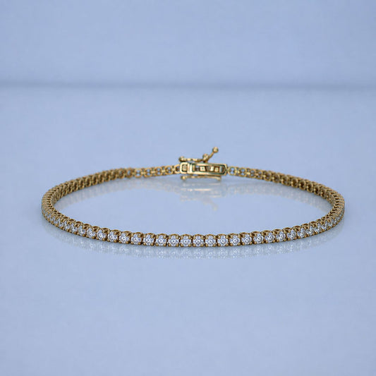 3.55ct Yellow Gold Diamond Tennis Bracelet