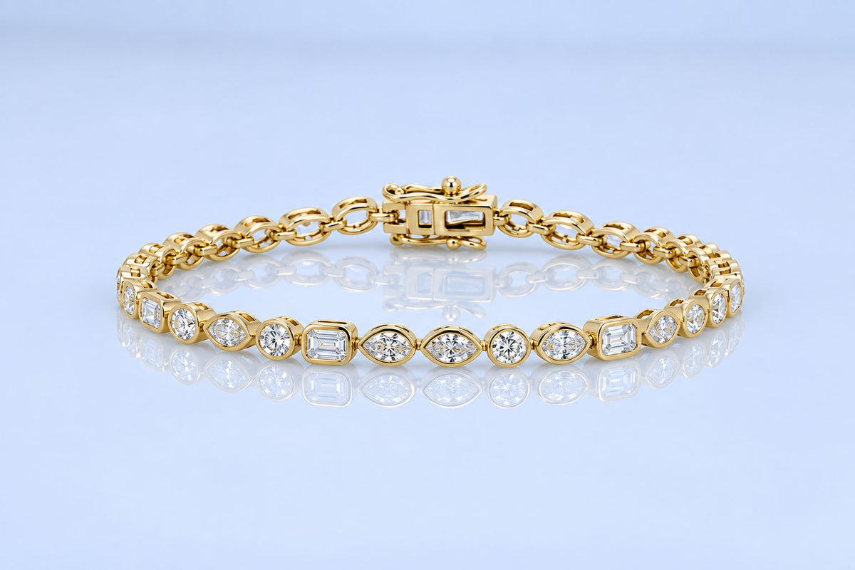 4.33ct Yellow Gold Diamond Tennis Bracelet
