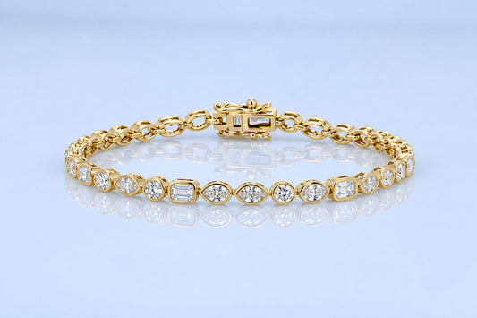 4.33ct Yellow Gold Diamond Tennis Bracelet