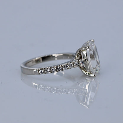 4.09ct Antique cushion-cut diamond ring with pavè band