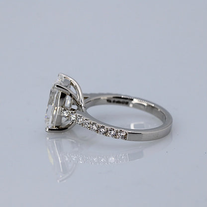 4.09ct Antique cushion-cut diamond ring with pavè band