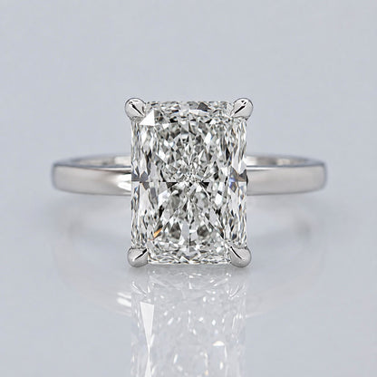 4.14ct radiant-cut solitaire diamond ring with hidden halo