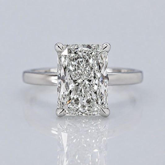 4.14ct radiant-cut solitaire diamond ring with hidden halo