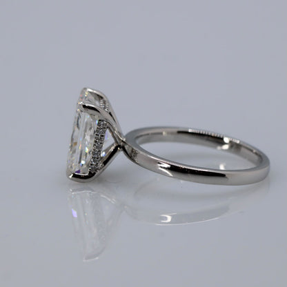 4.14ct radiant-cut solitaire diamond ring with hidden halo