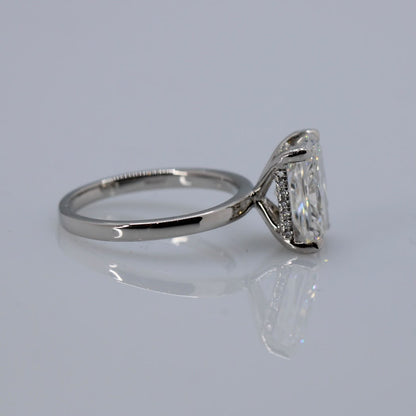 4.14ct radiant-cut solitaire diamond ring with hidden halo