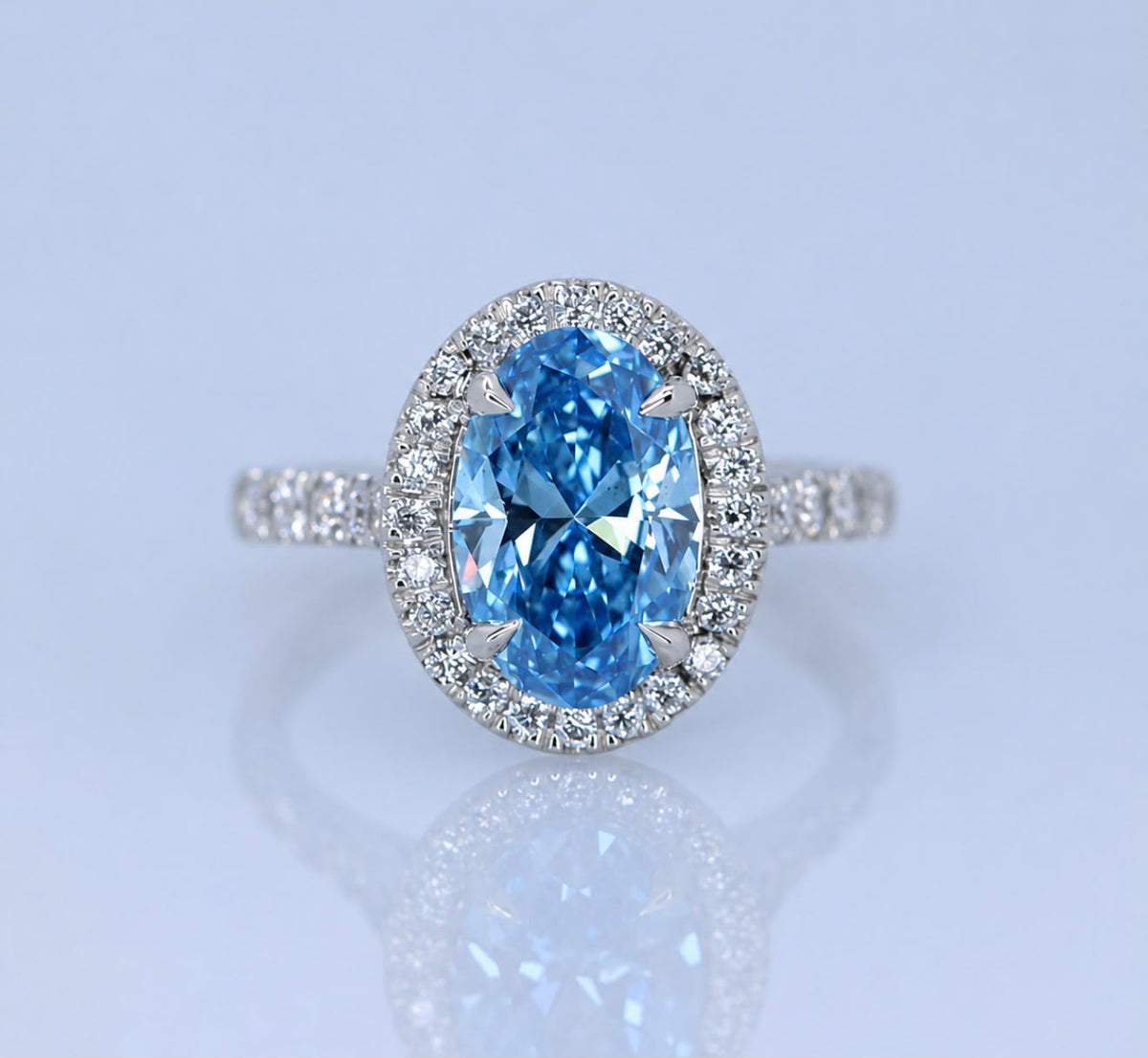 3.01ct Fancy vivid blue diamond halo ring