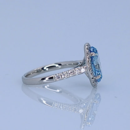 3.01ct Fancy vivid blue diamond halo ring