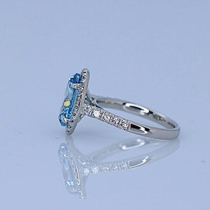 3.01ct Fancy vivid blue diamond halo ring