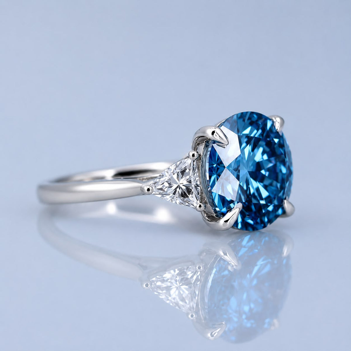 6.02ct Fancy vivid blue diamond ring