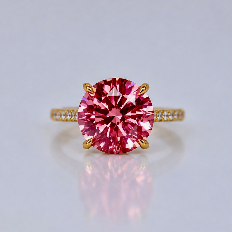 6.00ct Fancy deep pink diamond ring