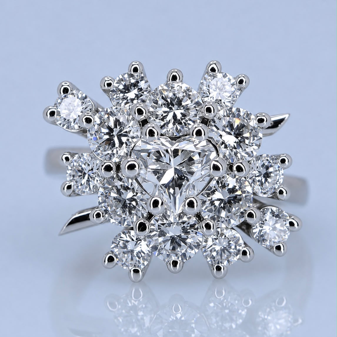 3.02ct Diamond Starburst Cluster Ring