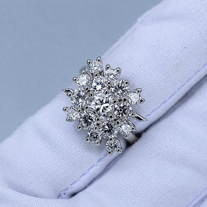 3.02ct Diamond Starburst Cluster Ring