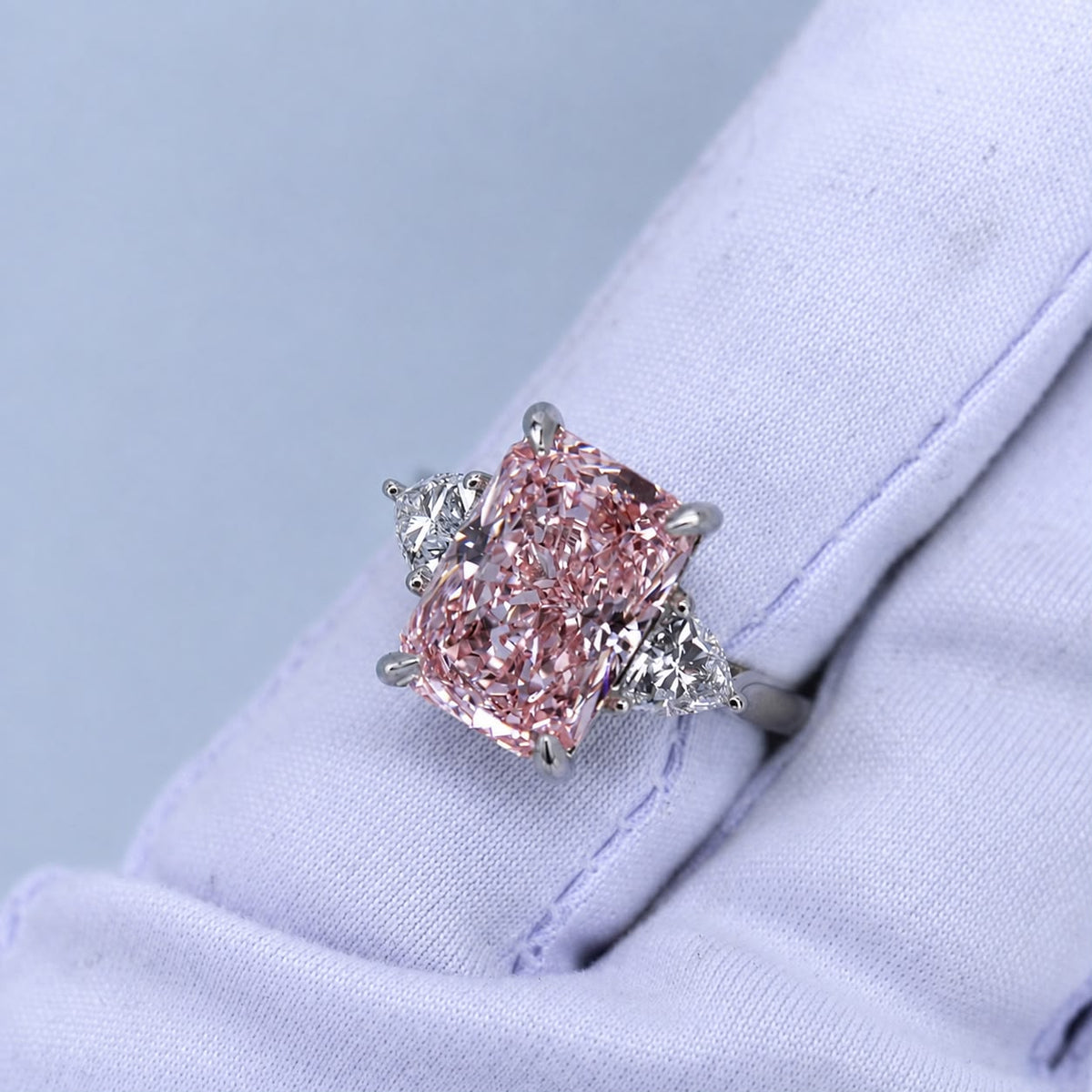 6.02ct Fancy vivid pink diamond ring